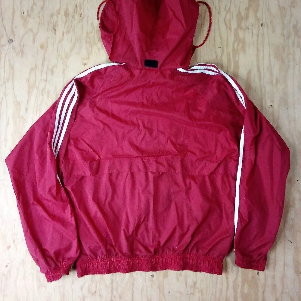 Vintage 90s Adidas 3 Stripe Windbreaker Jacket Hooded